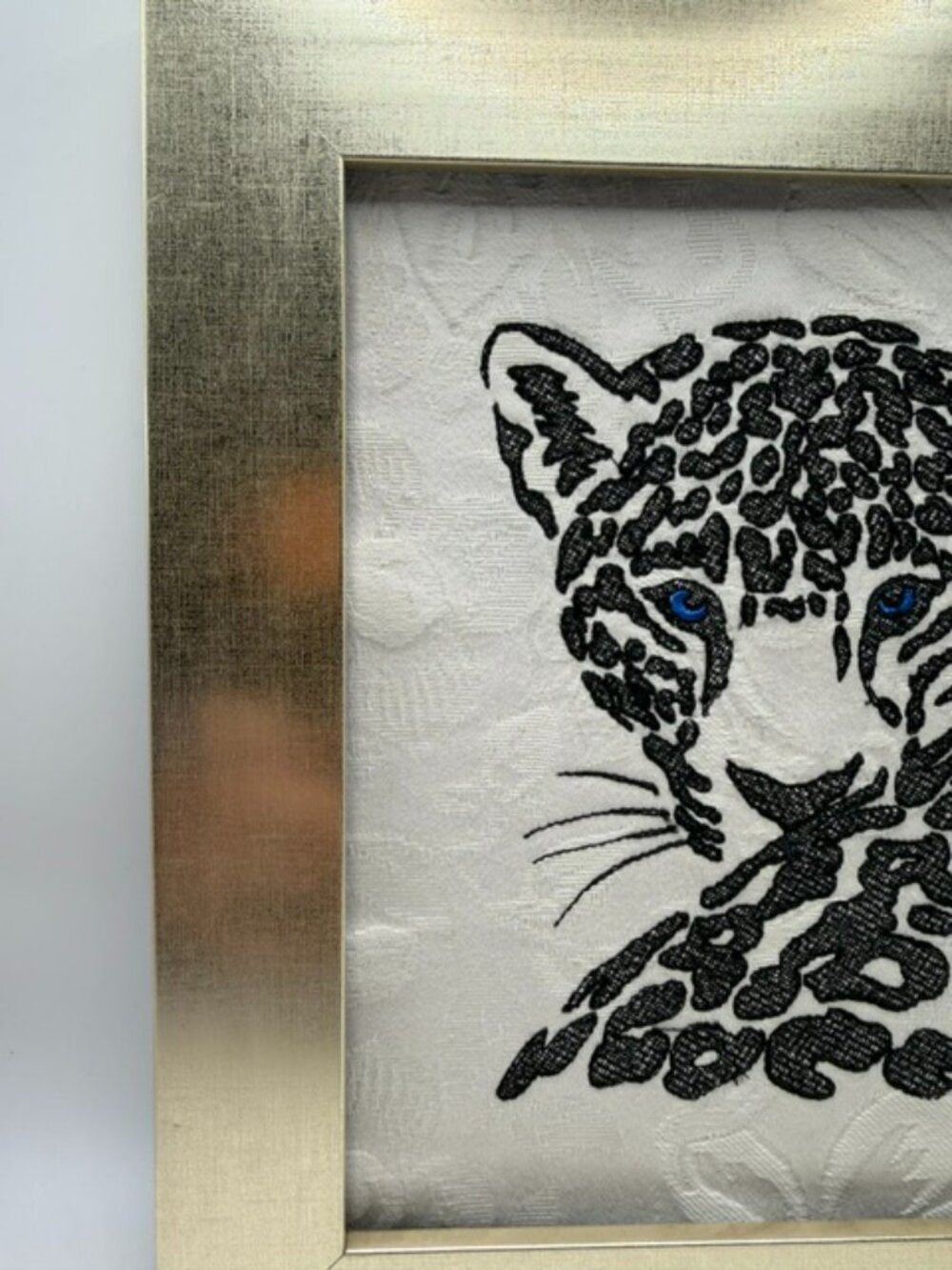 Homemade Black & White Cheetah Embroidery Art - Picture 2 of 6